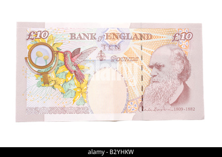 Il retro di una decina di cancelletto banca inglese nota. Foto Stock