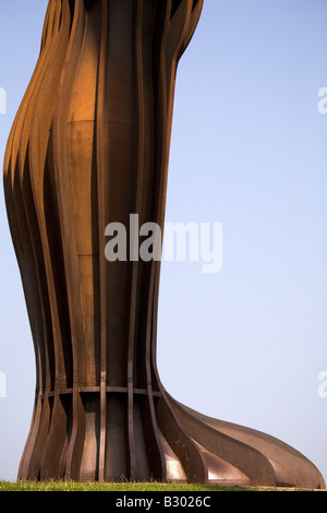 Dettaglio dall'angelo del Nord la scultura da Anthony Gormley in Gateshead, Tyne and Wear, Inghilterra. Foto Stock