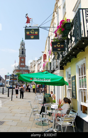 The George Hotel, High Street, Colchester, Essex, Inghilterra, Regno Unito Foto Stock