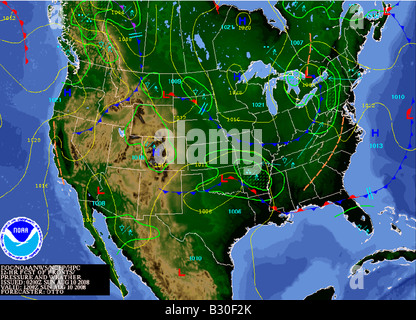 Mappa meteo America del Nord Foto Stock