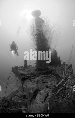 Sub alla torre di USS sommergibile Apogon Isole Marshall Bikini Atoll Micronesia Oceano Pacifico Foto Stock