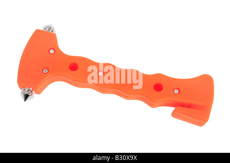 Martello di sicurezza, martello di salvataggio, cinghia-cutter con atachment Foto Stock
