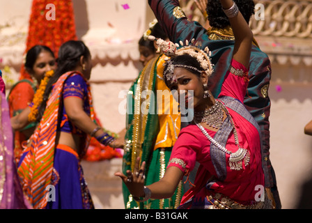 Riprese di 'il ghepardo ragazze : un mondo' presso il Palazzo di Città, Udaipur, Rajasthan, India, subcontinente, Asia Foto Stock