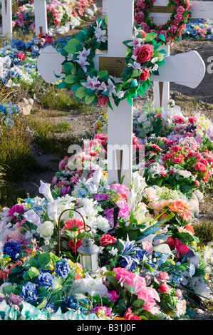 Un Inuit sepoltura nel cimitero ad Ilulissat in Groenlandia Foto Stock