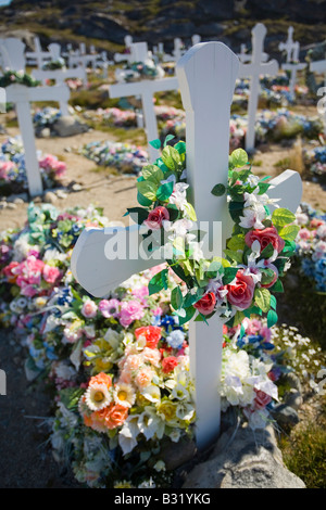 Un Inuit sepoltura nel cimitero ad Ilulissat in Groenlandia Foto Stock