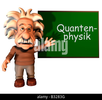 Albert Einstein di fronte a un consiglio di amministrazione Foto Stock