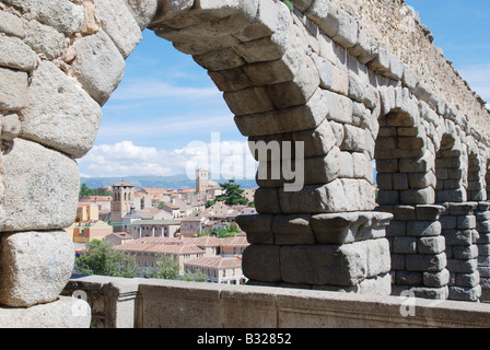 Dettaglio dell'acquedotto romano. Segovia. Castilla y León. Spagna. Foto Stock