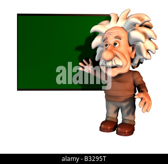 Albert Einstein di fronte a un consiglio di amministrazione Foto Stock