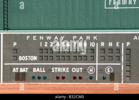 Immagine dei Boston Red Sox scoreboard in Fenway Park il 21 maggio 2007. Foto Stock