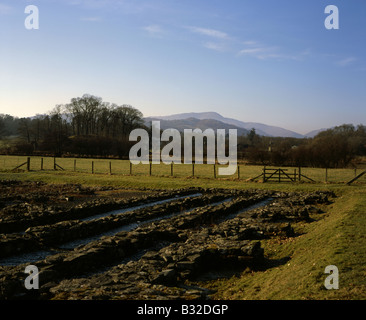 Il Roman Fort di Galava a Ambleside su un inverno mattina Parco Nazionale del Distretto dei Laghi Cumbria Inghilterra England Foto Stock