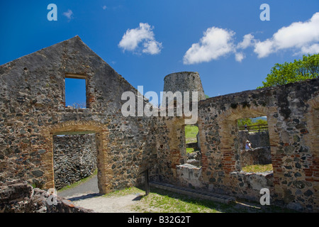 Annaberg Sugar Mill rovine nel Parco Nazionale delle Isole Vergini sull'isola caraibica di San Giovanni nelle Isole Vergini Americane Foto Stock
