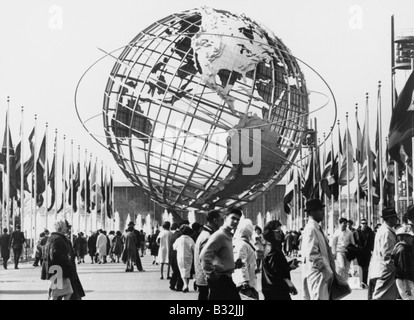 L'Unisfera, simbolo della New York 1964-65 della fiera del mondo. Il Flushing Meadow Park, New York Foto Stock