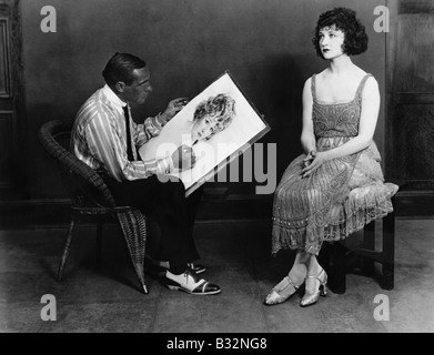 Disegno uomo ritratto di donna Foto Stock