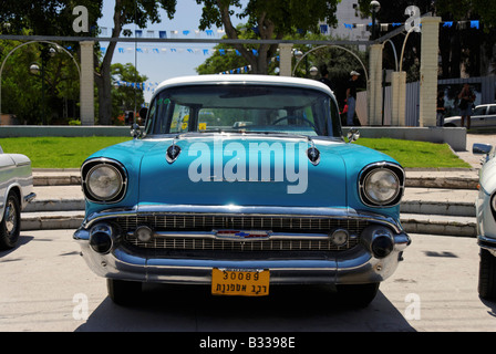 Vintage Blu Car 1957 Chevrolet station wagon 210 vista frontale Foto Stock