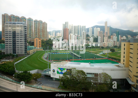 Vista di Hong Kong Jockey Club Foto Stock