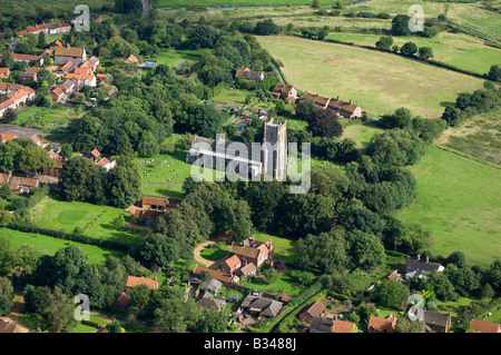 Vista aerea di Castle Acre, Norfolk, Inghilterra Foto Stock