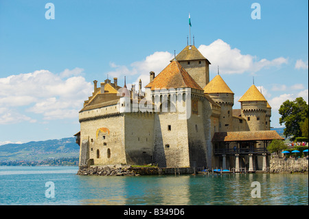 Chateaux il castello di Chillon sul Lac Leman, Montreux, Vaud svizzera Foto Stock