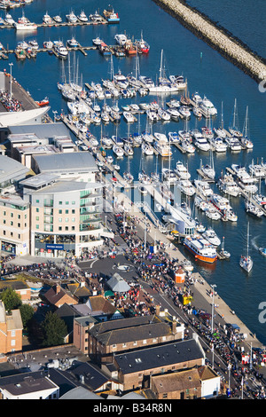 Vista aerea della città quay e marina. Il porto di Poole, Dorset. Regno Unito Foto Stock