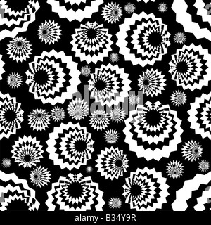 Ripetizione perfetta design piastrelle in bianco e nero Foto Stock