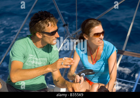 Addestramento alla vela in Adriatico Hvar Croazia Foto Stock