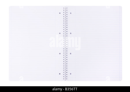 Blank notepad isolato su uno sfondo bianco Foto Stock