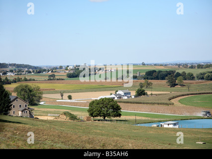 Le piccole aziende agricole e di impostazione pastorial in Lancaster County Pennsylvania . Foto Stock