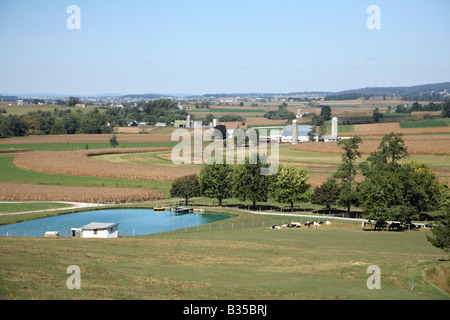 Fattoria Pastorial impostazione della piccola fattoria Amish in Lancaster County Pennsylvania Foto Stock