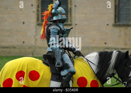 Cavaliere in armatura montato a cavallo Foto Stock