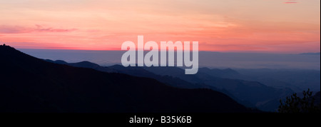 Monterey Bay panoramico tramonto dal picco di Fremont Foto Stock