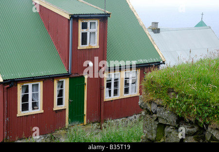 Casa Fugloy Kirkja Isole Faerøer Foto Stock