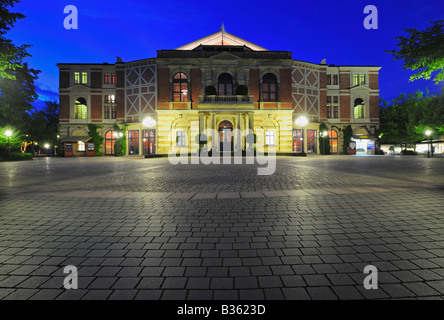 Teatro del Festival di Bayreuth di notte Bayreuth Baviera Germania Foto Stock