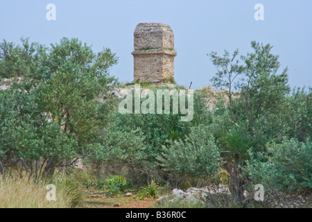 Iv secolo a.c. torre monumentale presso le rovine fenicie di Amrit nei pressi di Tartus in Siria Foto Stock