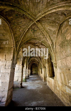 Corridoio con soffitto a volta all'interno di Crak Des Chevaliers o Al Hosn Castello dei Crociati in Siria Foto Stock