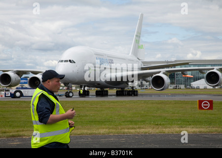 Airbus A380 a Farnborough International Airshow di luglio 2008 Foto Stock