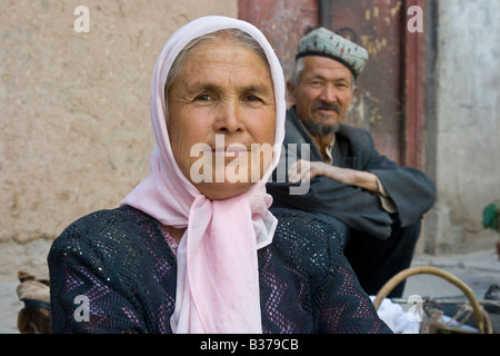 Uyghur persone a Kashgar nella provincia dello Xinjiang Cina Foto Stock