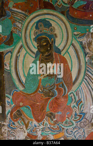 Buddista pitture rupestri in grotte di Mogao a Dunhuang Cina Foto Stock