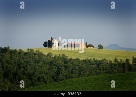 Cappella di Vitaleta in Val d Orcia in Toscana in Italia Foto Stock