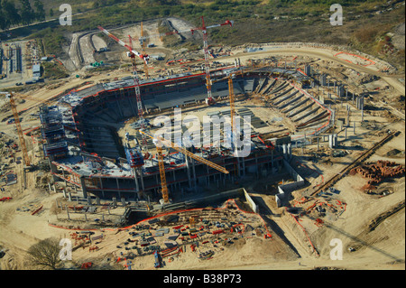 Vista aerea del Mbombela 2010 Soccer world cup stadium essendo costruito in Nelspruit Foto Stock