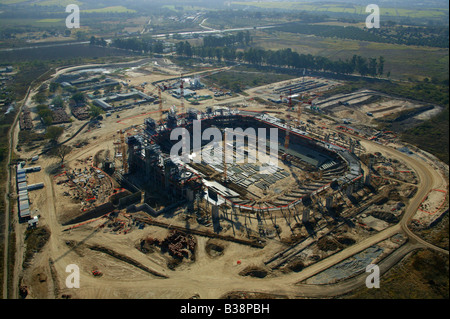 Vista aerea del Mbombela 2010 Soccer world cup stadium essendo costruito in Nelspruit Foto Stock