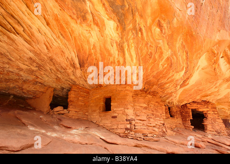 "Flaming soffitto rovina", antiche rovine Anasazi a Cedar Mesa, Utah, Stati Uniti d'America Foto Stock