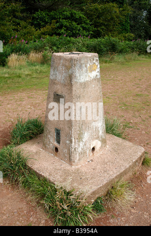 Ordinanza sondaggio pilastro di triangolazione waypoint TP0725 numero di stazione T1IN MODO9479 su walton hill Worcestershire Inghilterra Regno Unito Foto Stock