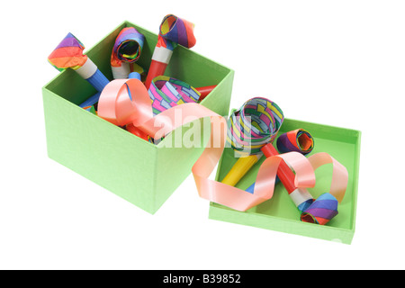 Le soffianti di Partito Verde in confezione regalo Foto Stock