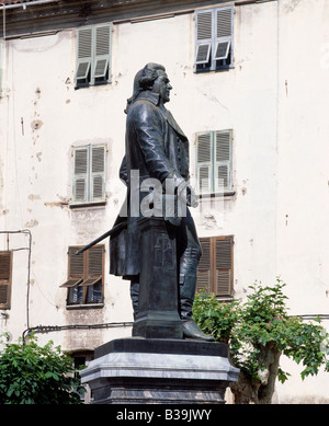 La statua di Pascal Paoli in luogo Poilu, Corte, Haute Corse, Corsica, Francia. Foto Stock