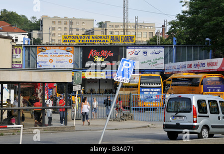 Praga Florenc bus terminal Foto Stock