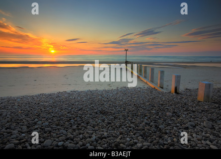 Findhorn spiaggia tramonto Foto Stock