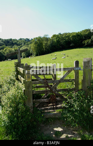 Baciare in legno set di porta su di un percorso pubblico nella campagna inglese UK Foto Stock