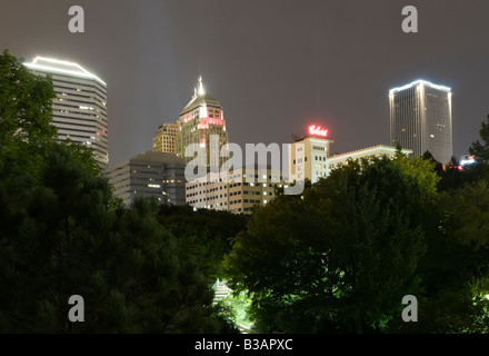 Centro cittadino di Oklahoma City di notte Foto Stock