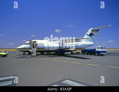 Australian Airlink BAe 146 aerei passeggeri aeroporto di Alice Springs Territorio del Nord Australia Foto Stock