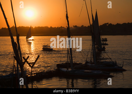 Feluche sul Fiume Nilo, Luxor, Egitto Foto Stock