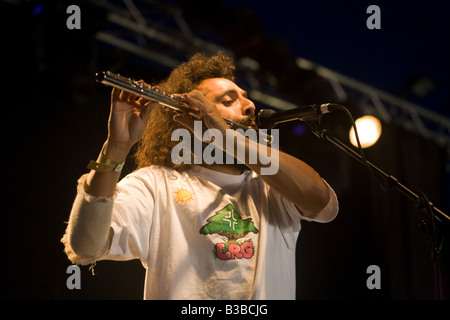 Lupo persone giocare al Greenman festival 2008 Glanusk Park Brecon Beacons Galles U K Foto Stock